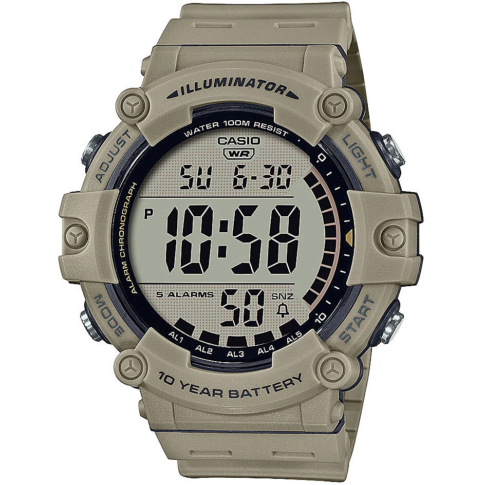 Montre Homme CASIO AE-1500WH-5AVEF Silicone Khaki Timer Chorno Alarm Numérique