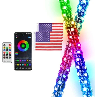 Antena de luz de látigo LED espiral de 3 pies + bandera para Polaris RZR S 1000/S 570/S 800/S 900 Foto 1 de 4