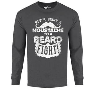 Camisa de manga larga con barba más grande para hombre - nunca traigas un bigote a una pelea de barba - Imagen 1 de 7