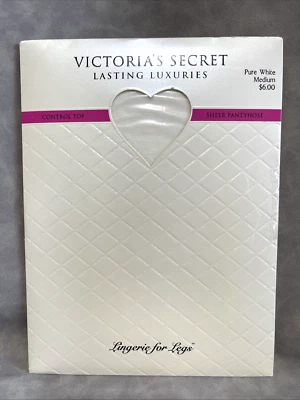 VICTORIA'S SECRET PURE WHITE CONTROL TOP SHEER PANTYHOSE SIZE MEDIUM - Image 1 of 2