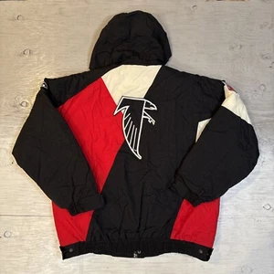 Vintage 90s NFL Apex Atlanta Falcons Full Zip Hooded Football jacket Sz Large - Picture 1 of 24