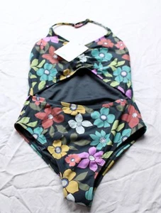 O'Neill Girl's Layla Floral Cinched Cutout One Piece Swimsuit EJ3 Gray Size 12 - Picture 1 of 3