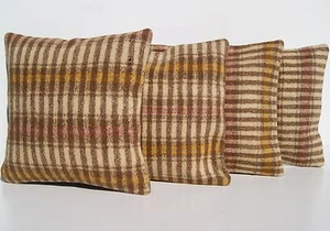 FLACH GEWEBTES KISSEN BRAUN TÜRKISCH QUADRATISCH 20+ HANDGEWEBTE KELIM VORLEGER 12"X12" - Bild 1 von 5