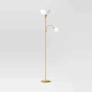 Torchiere with Task Light Floor Lamp (Color: Gold) - Picture 1 of 5