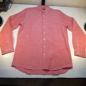 NEW JB WORKSHOP JHANE BARNES LINEN BLEND BUTTON DOWN DRESS SHIRT Sz Mens 16 Red - Picture 1 of 3