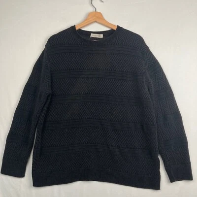 Ermenegildo Zegna Mens XL Wool Blend Sweater Long Sleeve Blue Herringbone Italy - Image 1 of 4