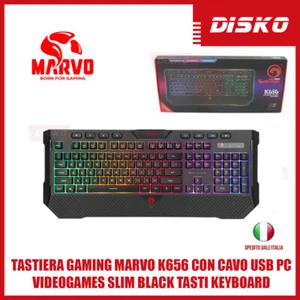 TASTIERA GAMING MARVO K656 CON CAVO USB PC VIDEOGAMES SLIM BLACK TASTI KEYBOARD - Foto 1 di 2