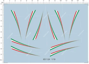 1/18 Huayra GTA Sport Car Red Green White Curved line Markings Water Slide Decal - Picture 1 of 1