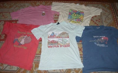 WEIRD FISH T-SHIRTS X 5 AGE 13 - 14 BREAM EGG FISHCASSO PRAWN ULITMATION - Image 1 of 2