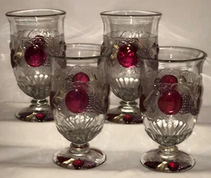 4 Westmoreland DELLA ROBBIA DARK FLASHED *5 3/4" FOOTED ICED TEA TUMBLERS - Picture 1 of 2
