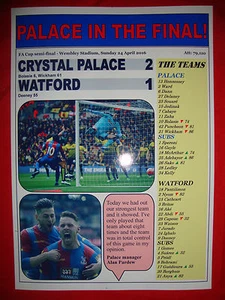 Crystal Palace 2 Watford 1 - 2016 FA Cup semi-final - souvenir print - Picture 1 of 1