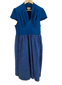 Lindy Bop Teal Polka Dot Rockabilly Pinup Retro Dress Cap Sleep 2XL - Picture 1 of 8