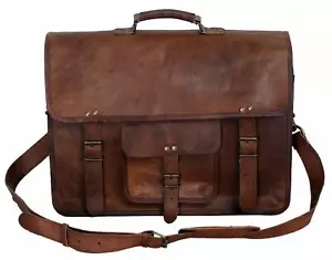 Leather Retro Hunter Laptop Messenger Office Briefcase College Bag for Men Women - Afbeelding 1 van 12