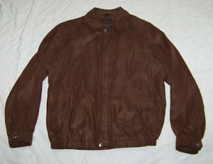 Men's Claiborne Faux Suede Jacket - M - Dark Brown - Zip Front - Picture 1 of 13
