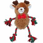 Small Dog Christmas Gift Fluffy Ropee Reindeer Squeaky Plush Rope Play Toy