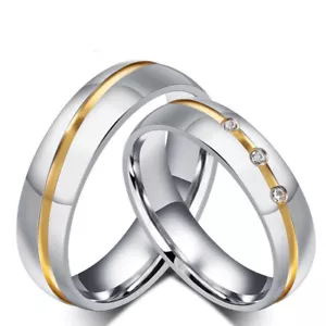 Men's Stainless Steel Wedding Band Lover's Promise Band CZ Couple Rings SZ 5-12 - Picture 1 of 10