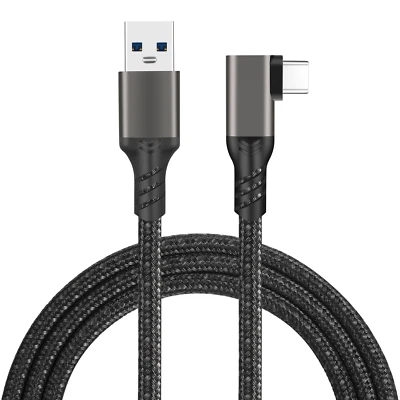 90 Grad Typ-C Ladekabel Winkel USB-A USB-C Kabel abgewinkelt 3A Nylon USB 3.2 - Bild 1 von 4
