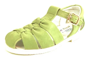 DE OSU - Spain - Girls Sandals Lime Green Nubuck Leather - European -Size 7-10 - Picture 1 of 5