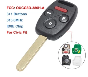 Remote Key Fob 3+1 Buttons 313.8MHz ID8E Chip for Honda Civic - Picture 1 of 5