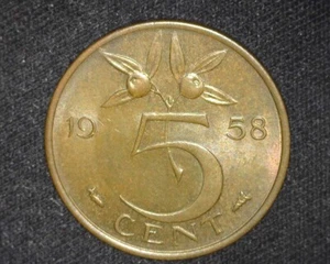 NETHERLANDS 1958 5 CENTS KM181 CHOICE UNCIRCULATED ~FCS-750 - Picture 1 of 2