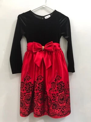 Pre Owned Rare Editions Velvet Bodice Satin Skirt Holiday Dress Girls Size 12 - Image 1 of 4