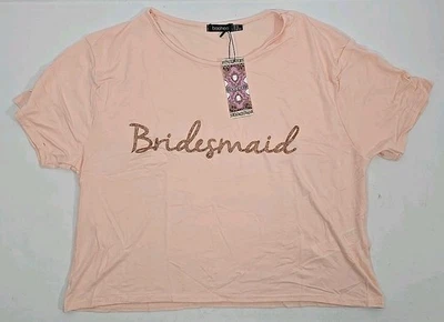 BOOHOO Dama de Honor Camiseta y Corto PJ Conjunto Oro Rosa Brillante Nuevo con Etiquetas Reino Unido 14 Foto 1 de 4
