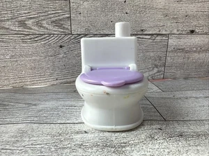 Fisher Price Loving Family La mia prima casa delle bambole viola e bianco bagno wc - Foto 1 di 6