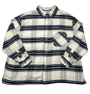 Elwood 90s Flannel Shirt in White Black - Image 1 of 3