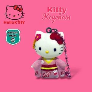 Sanrio RARO portachiavi kimono vintage Hello Kitty in tessuto rosa Sakura. - Foto 1 di 6