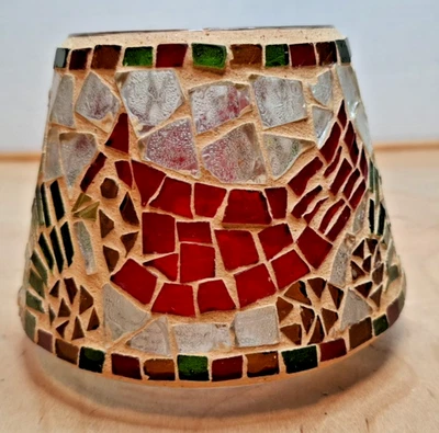 Cubierta de vidrio mosaico interiores interiores de hogar candelabro pájaro cardenal rojo Spiritua Foto 1 de 4