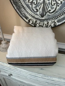 Pottery Barn Pendleton Yakima Faux Fur Back Stripe Throw Neutral Multi USED READ - Picture 1 of 8