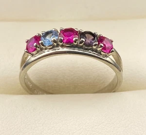 10Kt Gold Ring Ruby Topaz Amethyst SGC Japanese Company Sz. 7.75 - 2.12gm - Picture 1 of 12
