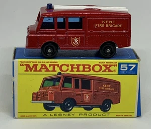 Vintage 1966 Matchbox Lesney #57 Land Rover Fire Truck Original Mint Box Kent - Picture 1 of 19