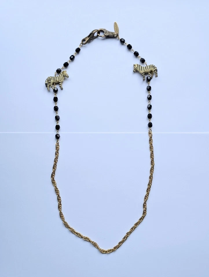 Lenora Dama Máscara Cebra Cadena Tono Dorado Grueso Dije Collar Foto 1 de 1