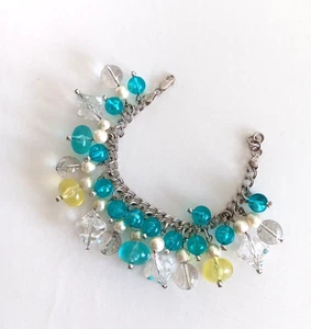 Bracciale Vintage Argento Sterling Personalizzato Vintage Perline Lunghezza 7" Doppio Anello - Foto 1 di 9