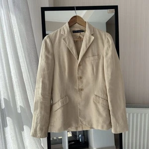 Vintage Ralph Lauren Linen Blazer Jacket Women Cream Ivory Made in Italy Size 10 - Picture 1 of 14