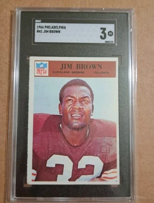 Jim Brown 1966 Philadelphia #41 Graded SGC 3 VG NFL Browns - Image 1 of 2