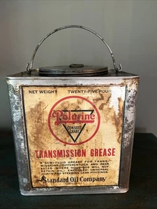 ANTIKE POLARINE GETRIEBEFETTDOSE 30er JAHRE 25 PFUND STANDARD OIL CO. INDIANA - Bild 1 von 16