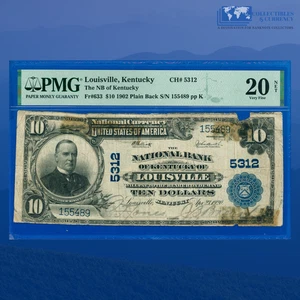 1902 PB $10 National Bank Of KENTUCKY, Charter #5312, PMG VF 20 - Picture 1 of 3