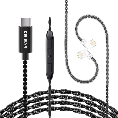 KZ ZS10 Pro IEM Cable, Type-C USB C Earbuds 1.2m, with mic, Black  - Image 1 of 4
