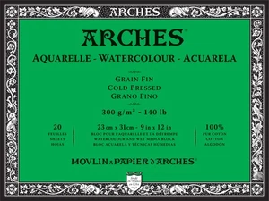 Archi Acquerello Acquerello Pressato a Freddo Blocco Acquerello 9"x12"- 140lb,20 Fogli - 5A0029B - Foto 1 di 7