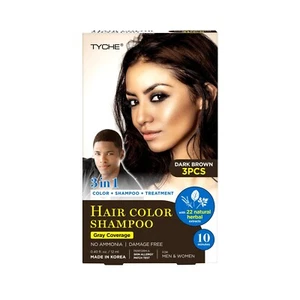 TYCHE 3 IN 1 HAIR COLOR SHAMPOO NO AMMONIA - #HLSM03 DARK BROWN - Picture 1 of 1