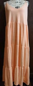 Old Navy Sundress XL Peach orange Tiered Midi Tie Dress Pockets easter peasant - Picture 1 of 9