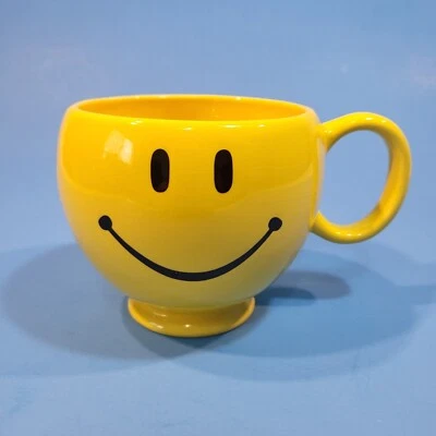 Taza de cerámica amarilla Teleflora Happy Smiley Face 20 oz sopa de café de gran tamaño Foto 1 de 4