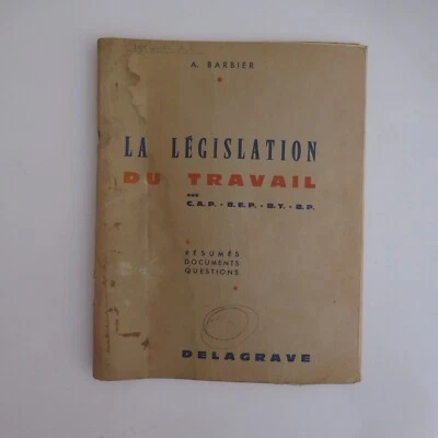 A Barbero 1961 Legislación de La Trabajo Cuaderno Escuela Vacio Delagrave N6079 - Imagen 1 de 4