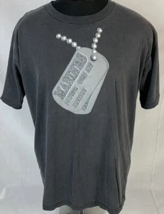 Vintage Marines T Shirt Single Stitch Dog Tags Army XL USA 80s 90s - Picture 1 of 8