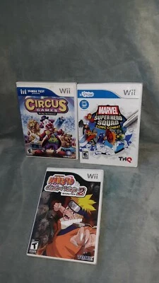Lote de jogos para Wii UDraw Marvel Super Hero Squad Comic Combat Naruto 2 jogos de circo - Imagem 1 de 4
