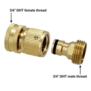3/4" Garden Hose Pipe Tap Connector Male Female Fittings Water Quick Adapter Set - Picture 1 of 14