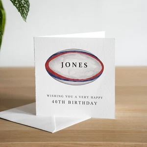 Personalised Handmade 40th Birthday Card For Him Rugby Birthday Gift Husband - Picture 1 of 3