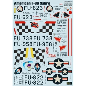 F-86E Sabre Part 1 Waterslide decals Print Scale 48-063 Decal for airplane 1:48 - Picture 1 of 2